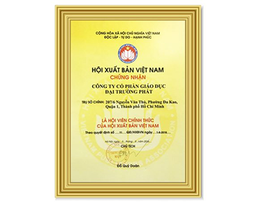 Chứng nhận hội Xuất Bản Việt Nam năm 2016